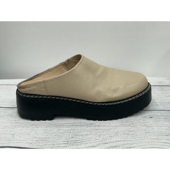 Matisse Lena Womens Beige Leather Round Toe Platform Chunky Mule Shoe Size 8.5M - Picture 1 of 14